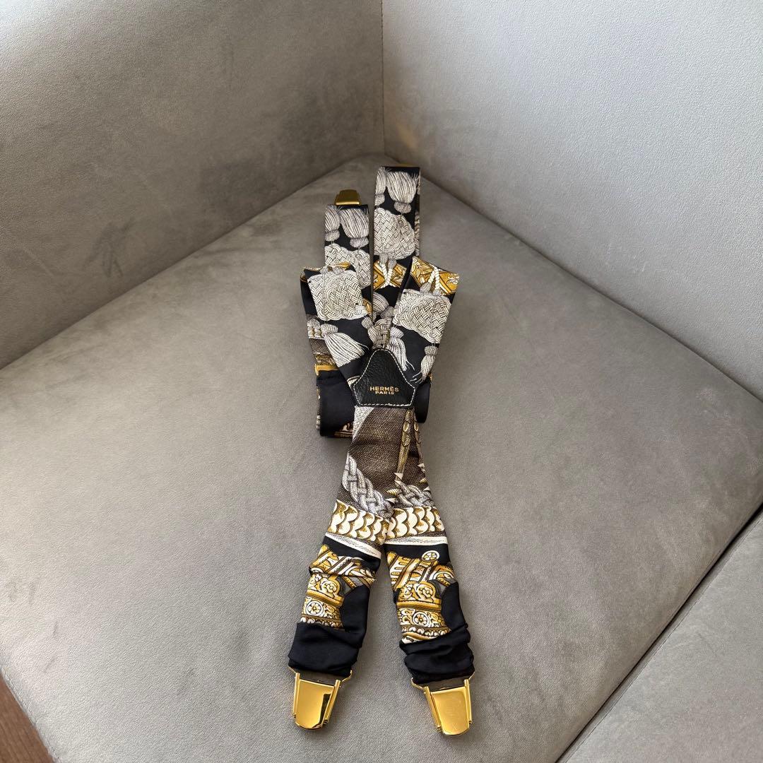 エルメス サスペンダー シルク ツイリー ゴールド 金具