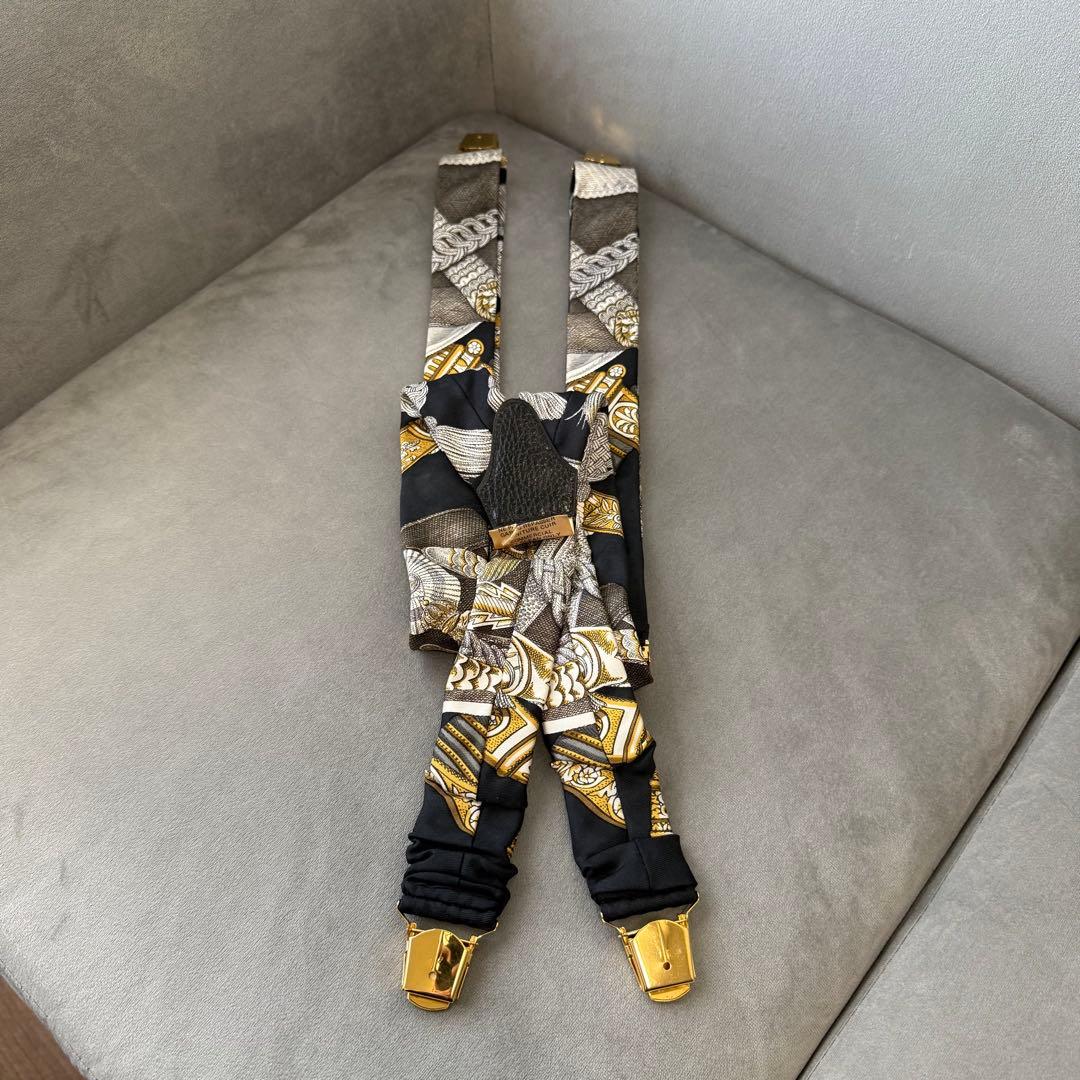 エルメス サスペンダー シルク ツイリー ゴールド 金具
