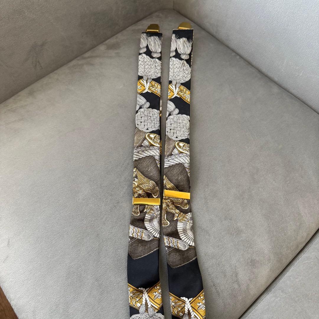 エルメス サスペンダー シルク ツイリー ゴールド 金具