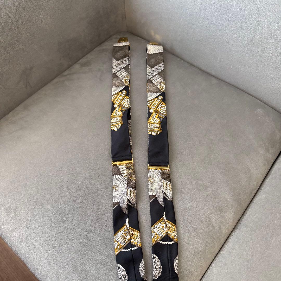 エルメス サスペンダー シルク ツイリー ゴールド 金具