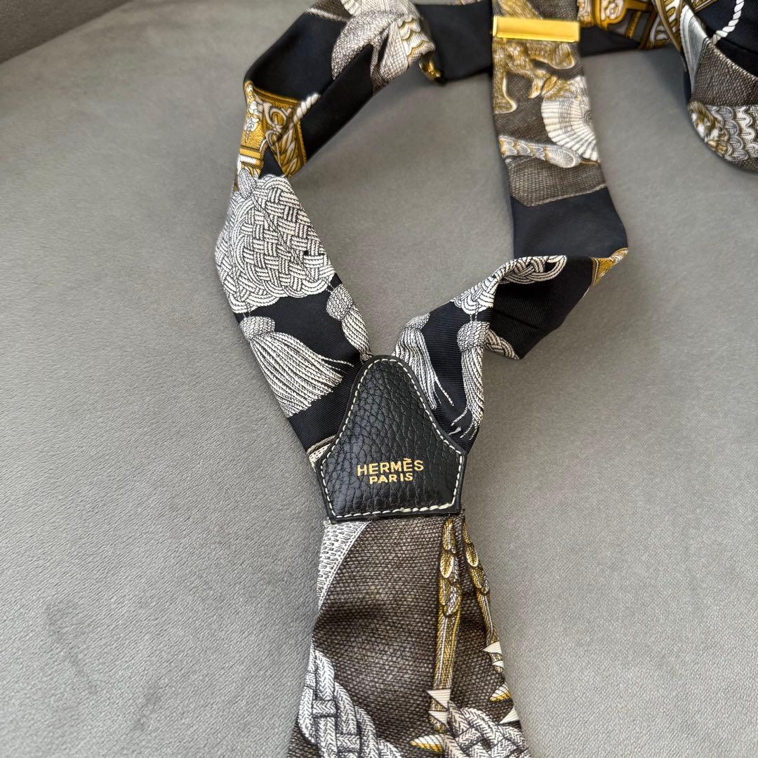 エルメス サスペンダー シルク ツイリー ゴールド 金具