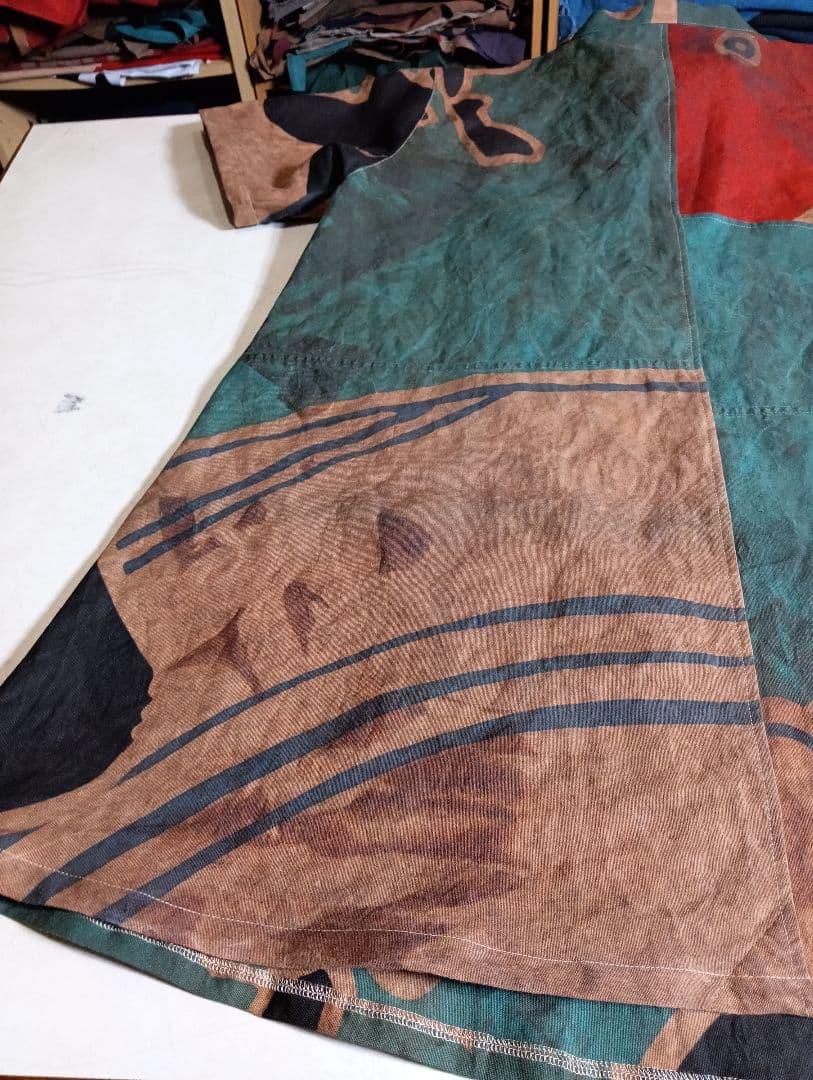 ★専用★大漁旗チュニック★柿渋ムラ染め★ロールカラー★