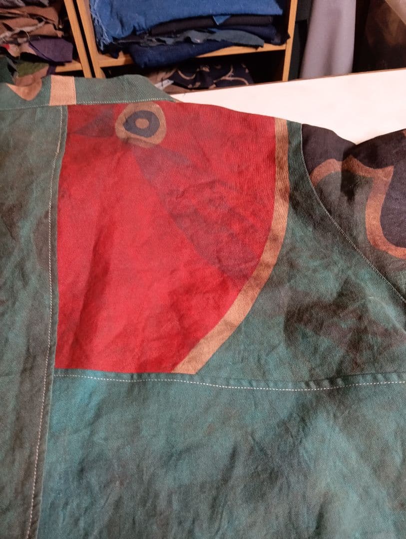 ★専用★大漁旗チュニック★柿渋ムラ染め★ロールカラー★