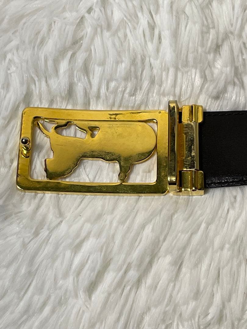 CELINE セリーヌ 馬車バックル 本革　レザーベルト ブラック ゴールド