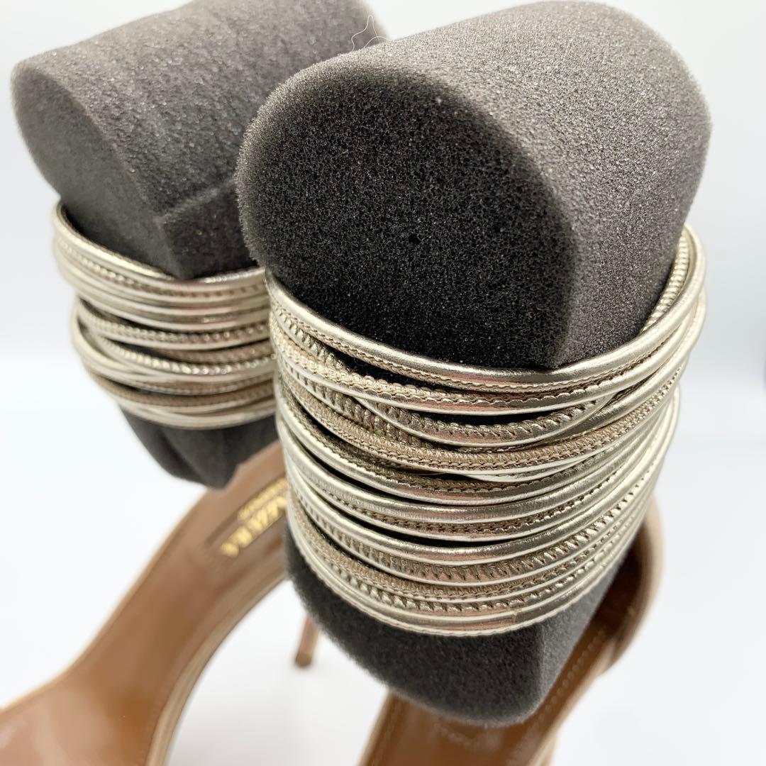 【未使用】 アクアズーラ サンダル ベージュ ゴールドストラップ 36サイズ