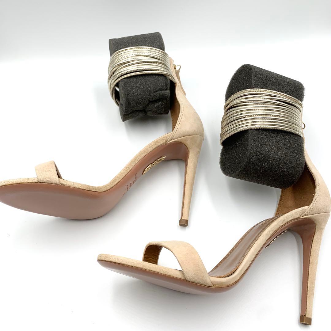 【未使用】 アクアズーラ サンダル ベージュ ゴールドストラップ 36サイズ