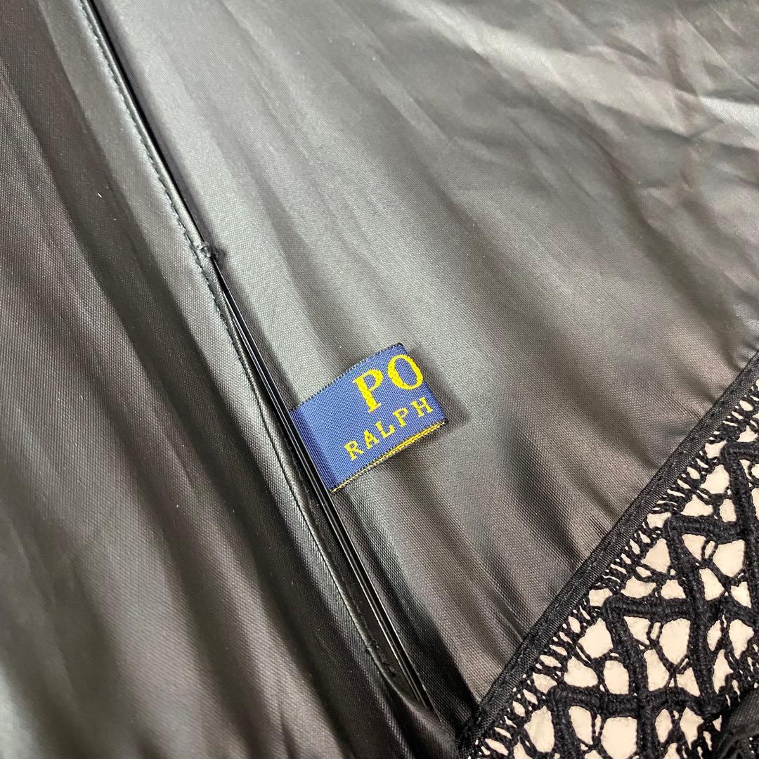 美品✨ポロラルフローレン　黒　折りたたみ傘　日傘　晴雨兼用　フリル　パラソル