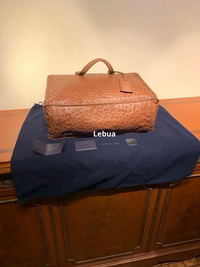 【最高峰】PRADAプラダ　最高級オーストリッチ製　ビジネスソフトトランク未使用