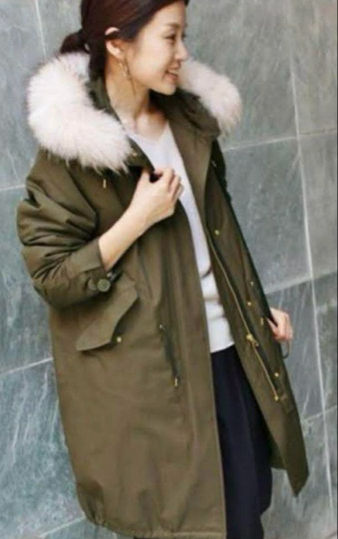【極美品】イエナ　IENA モッズコート　38サイズ　カーキ　ラクーンファー