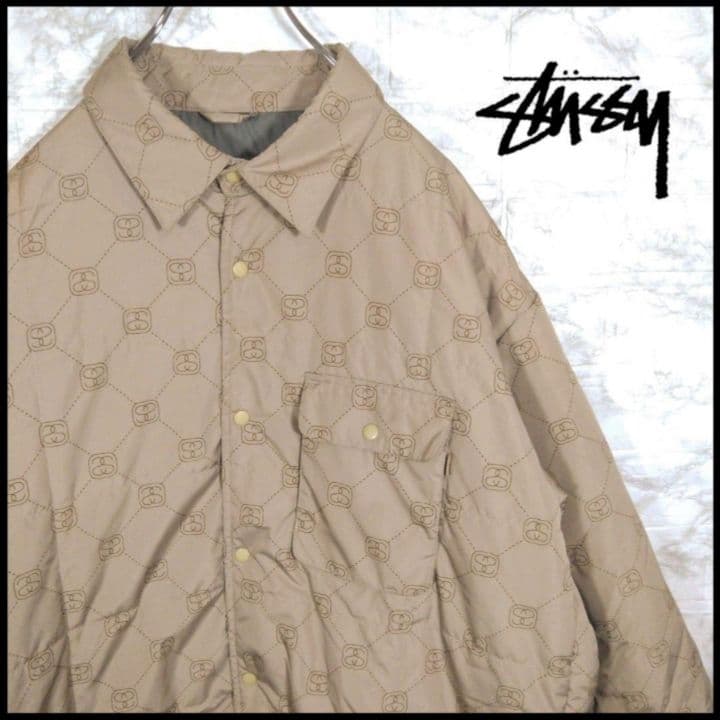 【STUSSY】90s'紺タグ モノグラムデザイン 中綿　ジャケット