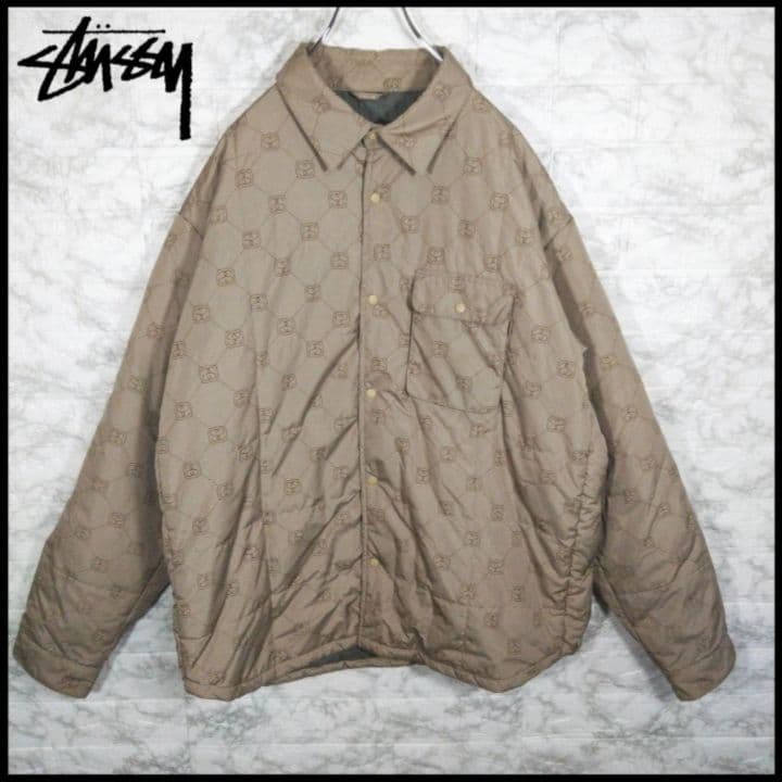 【STUSSY】90s'紺タグ モノグラムデザイン 中綿　ジャケット
