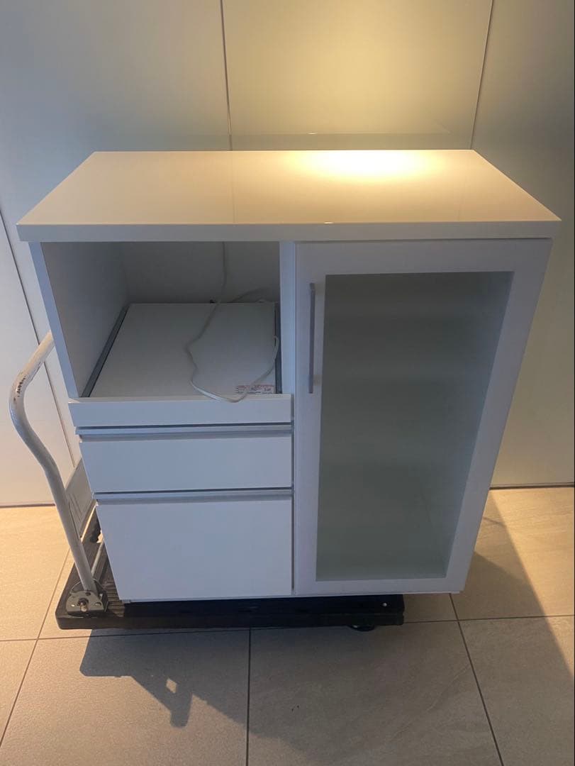 ニトリ　SP201 木製レンジボード　ホワイト　幅88 高さ101 食器棚