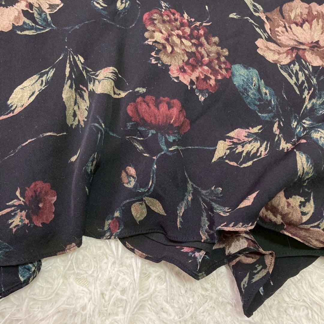 RALPH LAUREN 花柄ワンピース ブラック 0 Ｖネック お呼ばれ