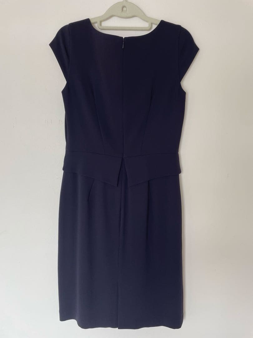 【美品】ダブスタ ワンピースセットスーツ フォーマル 濃紺 ネイビー