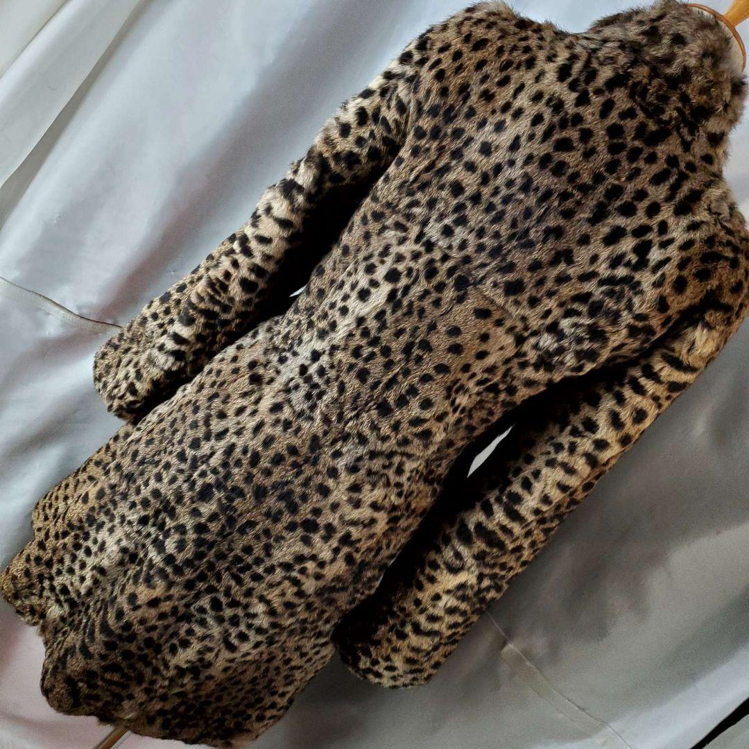 ★毛皮★豹柄★ラビットファーロングコート★S-XS★