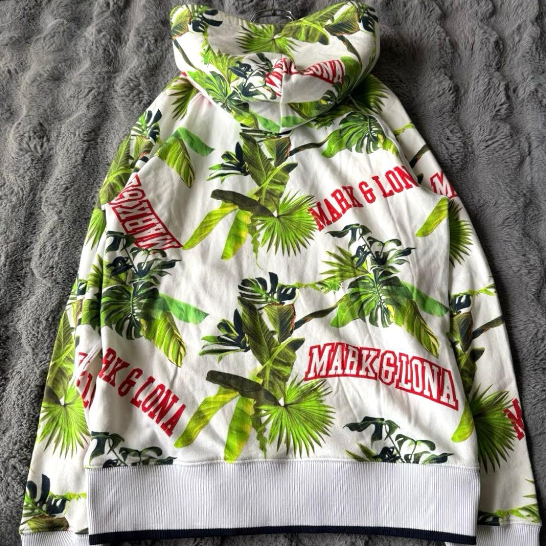MARK&LONA ジップアップパーカー ラインストーン スカル ボタニカル L