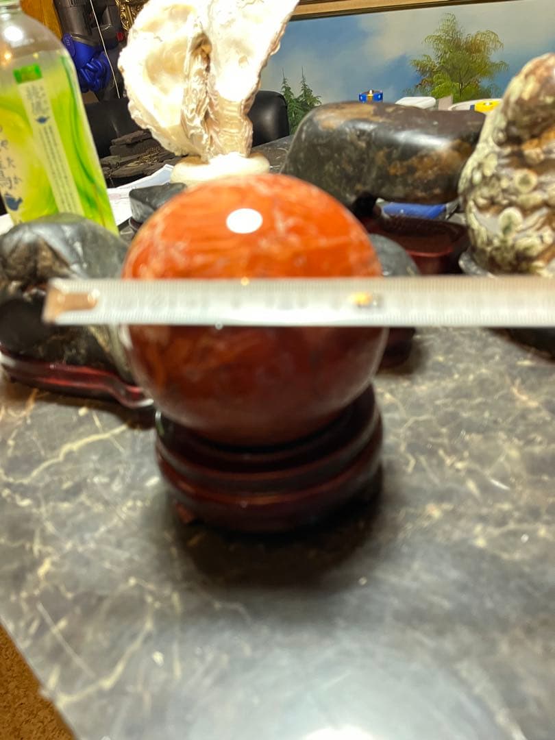 佐渡赤玉石、11センチ赤玉石球体、鑑賞石 パワーストーン、水石、日本三大銘石