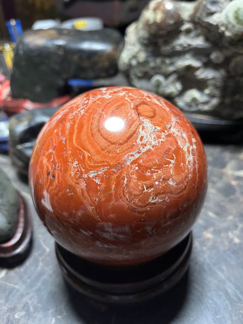 佐渡赤玉石、11センチ赤玉石球体、鑑賞石 パワーストーン、水石、日本三大銘石