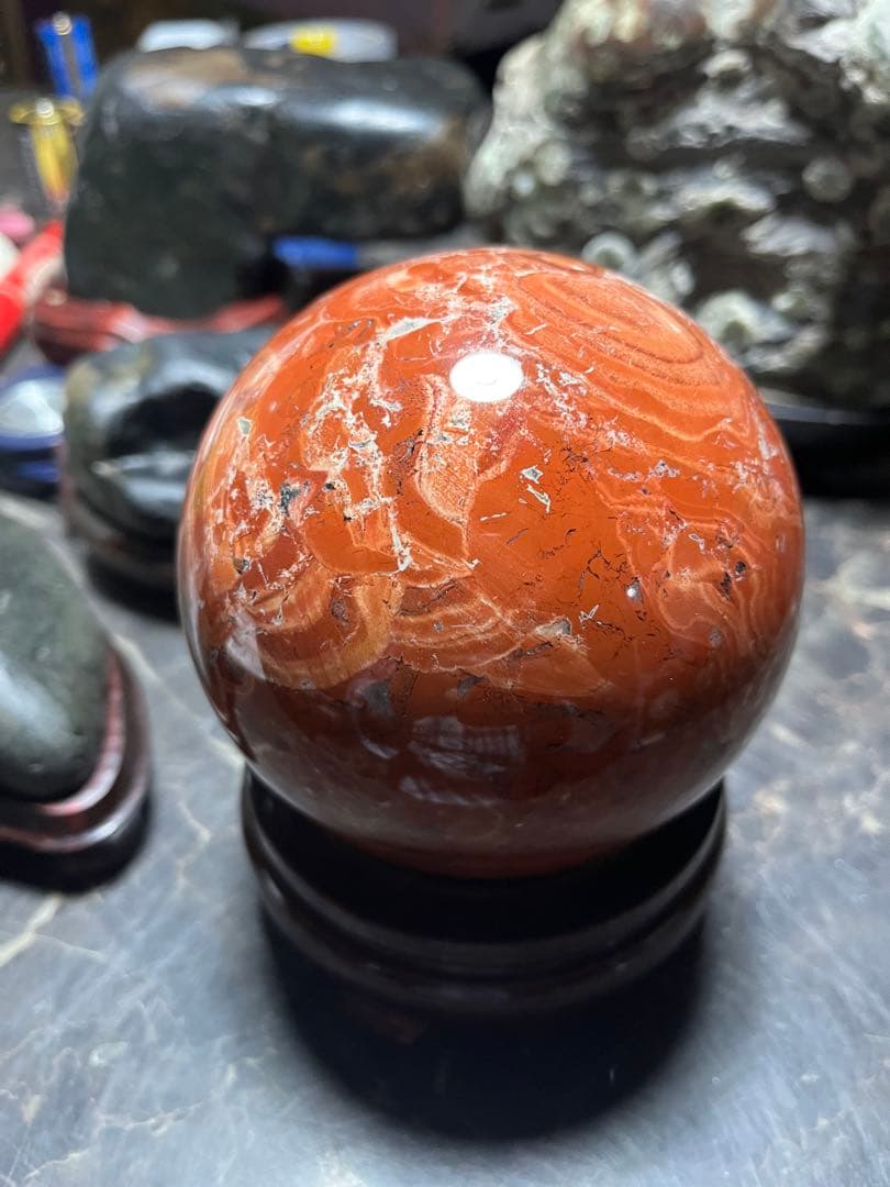 佐渡赤玉石、11センチ赤玉石球体、鑑賞石 パワーストーン、水石、日本三大銘石