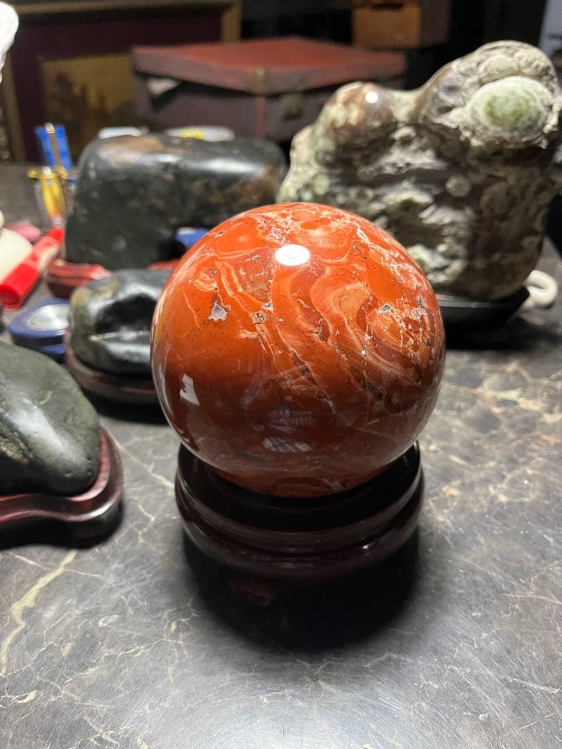 佐渡赤玉石、11センチ赤玉石球体、鑑賞石 パワーストーン、水石、日本三大銘石