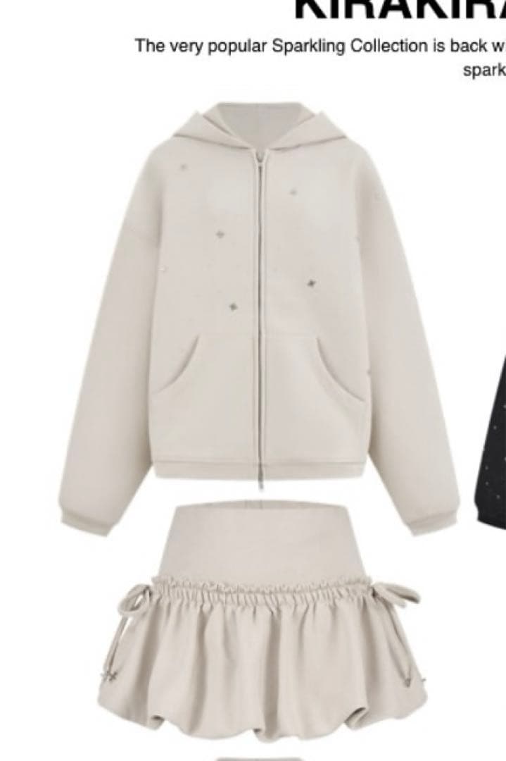 andwang kirakira juwel zip up パーカー スカート