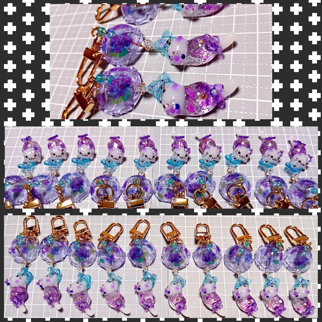 M様オーダー②　レジン猫　風鈴チャーム ハンドメイド　キーホルダー　ミニチュア