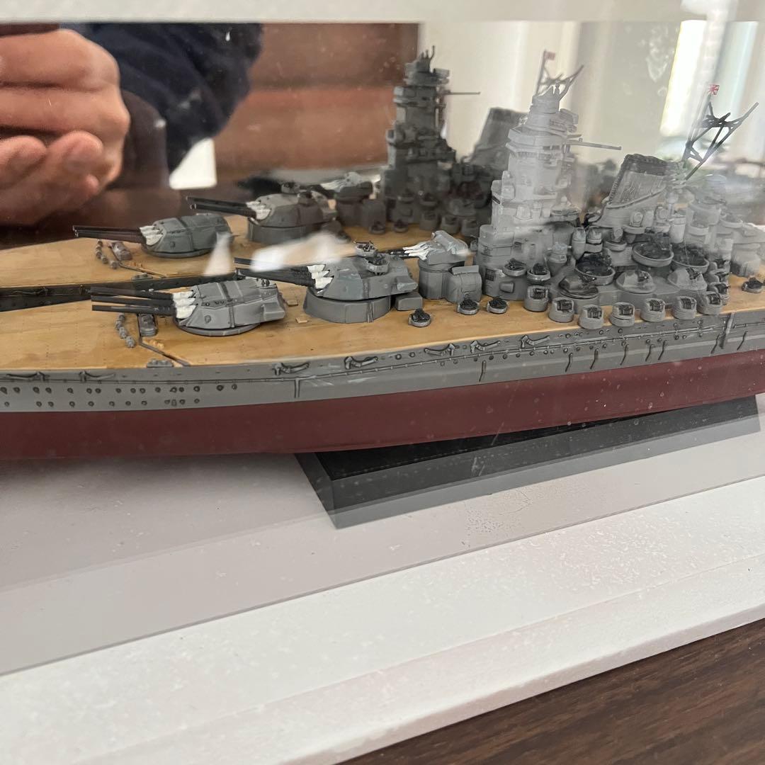 艦船模型完成品　木製ケース鏡付き