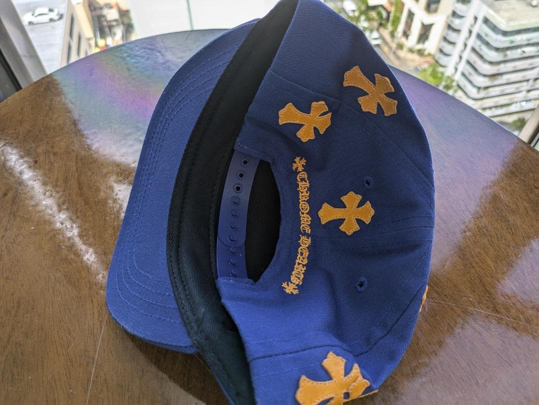 クロムハーツ クロスパッチ キャップ ブルー イエロー CHロゴ