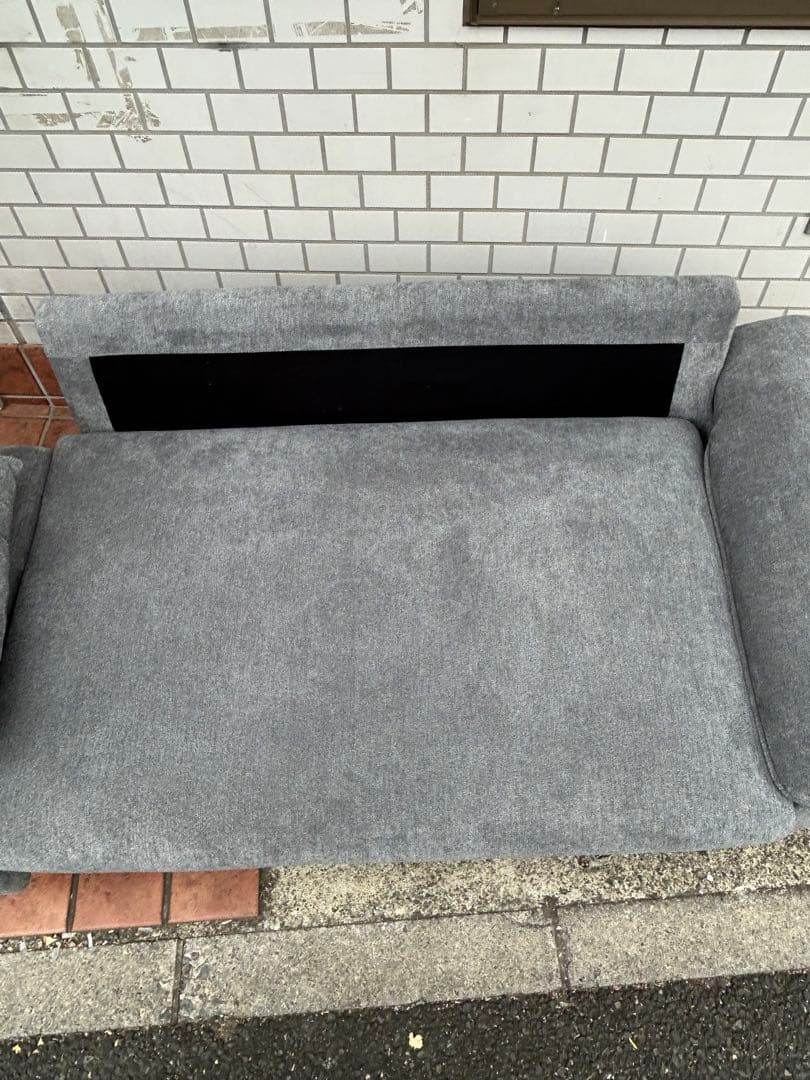 美品 Mellow オットマン付き 2人掛け カウチソファ グレー