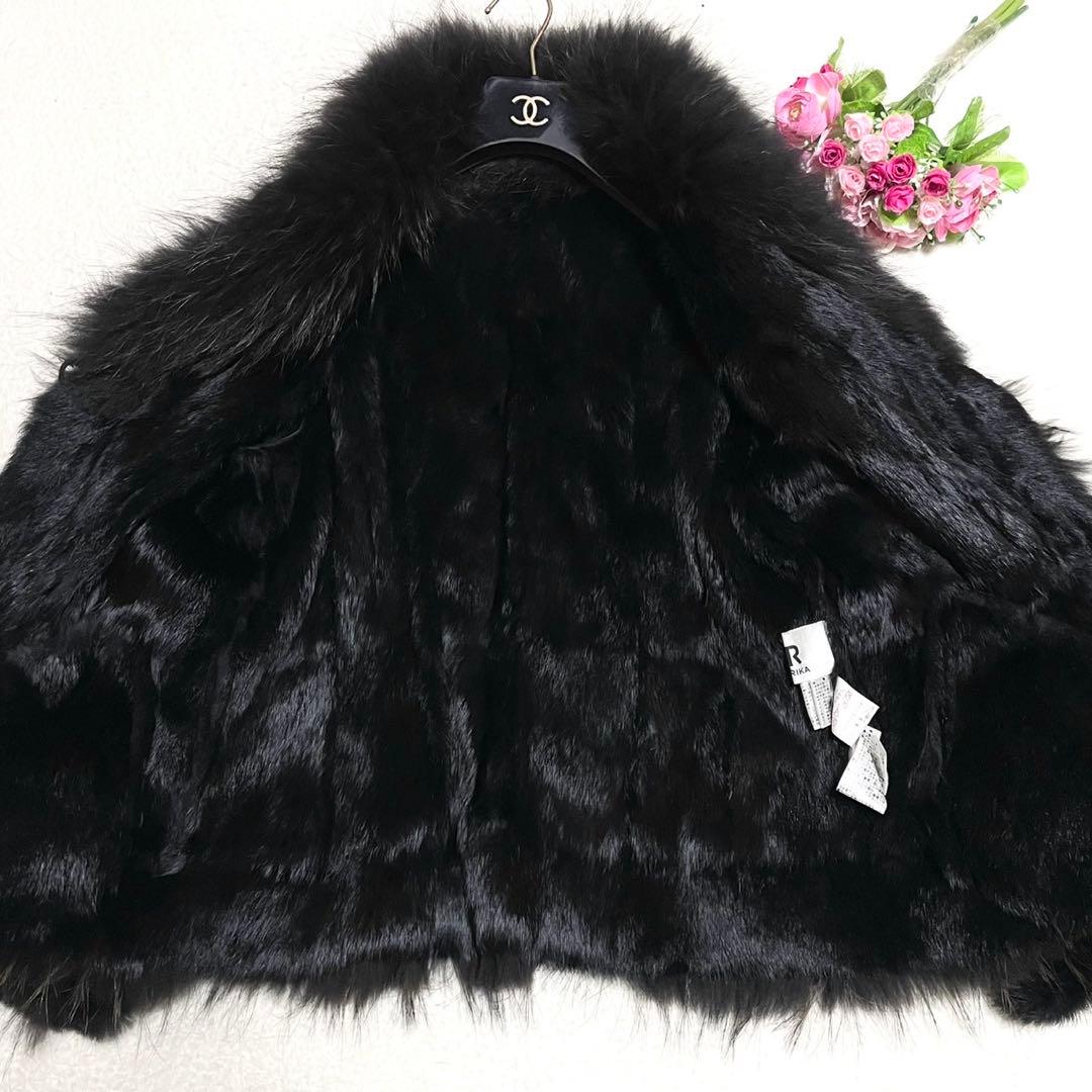 美品◎ラビットスキン チャイニーズラクーン ジャケット 羊革 レディース ラム