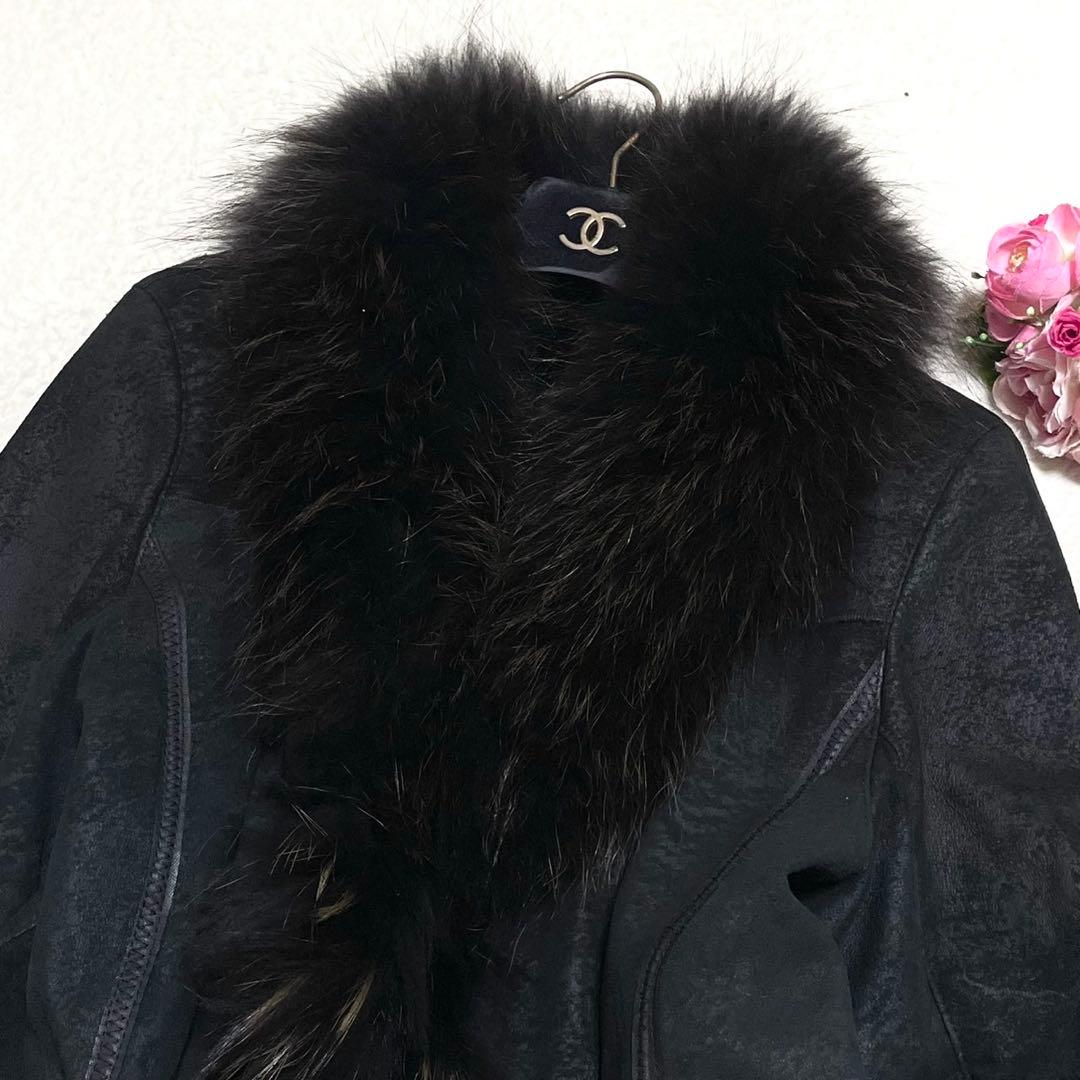 美品◎ラビットスキン チャイニーズラクーン ジャケット 羊革 レディース ラム