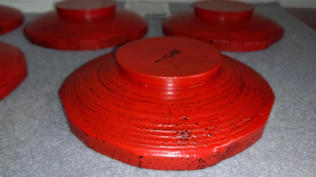 【ayun3出品】 越前漆器　山岸厚夫粗挽き根来塗茶托(多目的小皿)