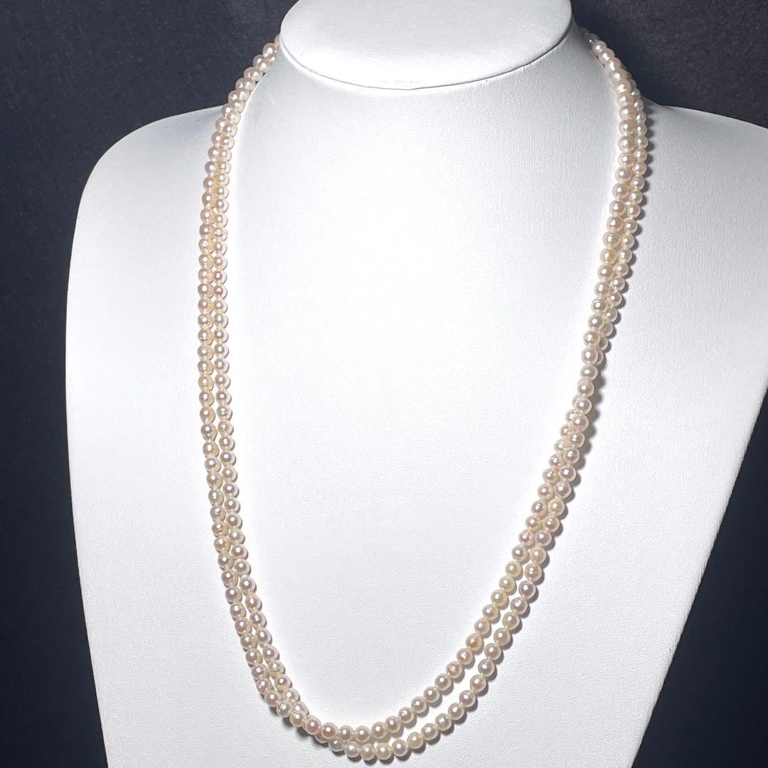 超ロング✨️ 本真珠 パール ネックレス 2連 約4.0~5.0mm
