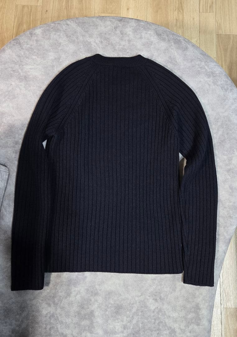 美品 HERMES ネイビー リブニット