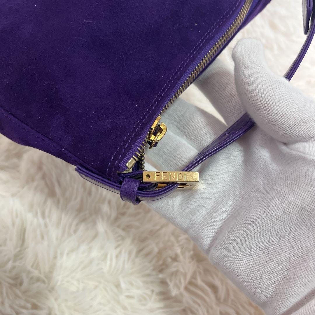 【外部美品】FENDI フェンディ 金具 ワンショルダー スウェード バッグ