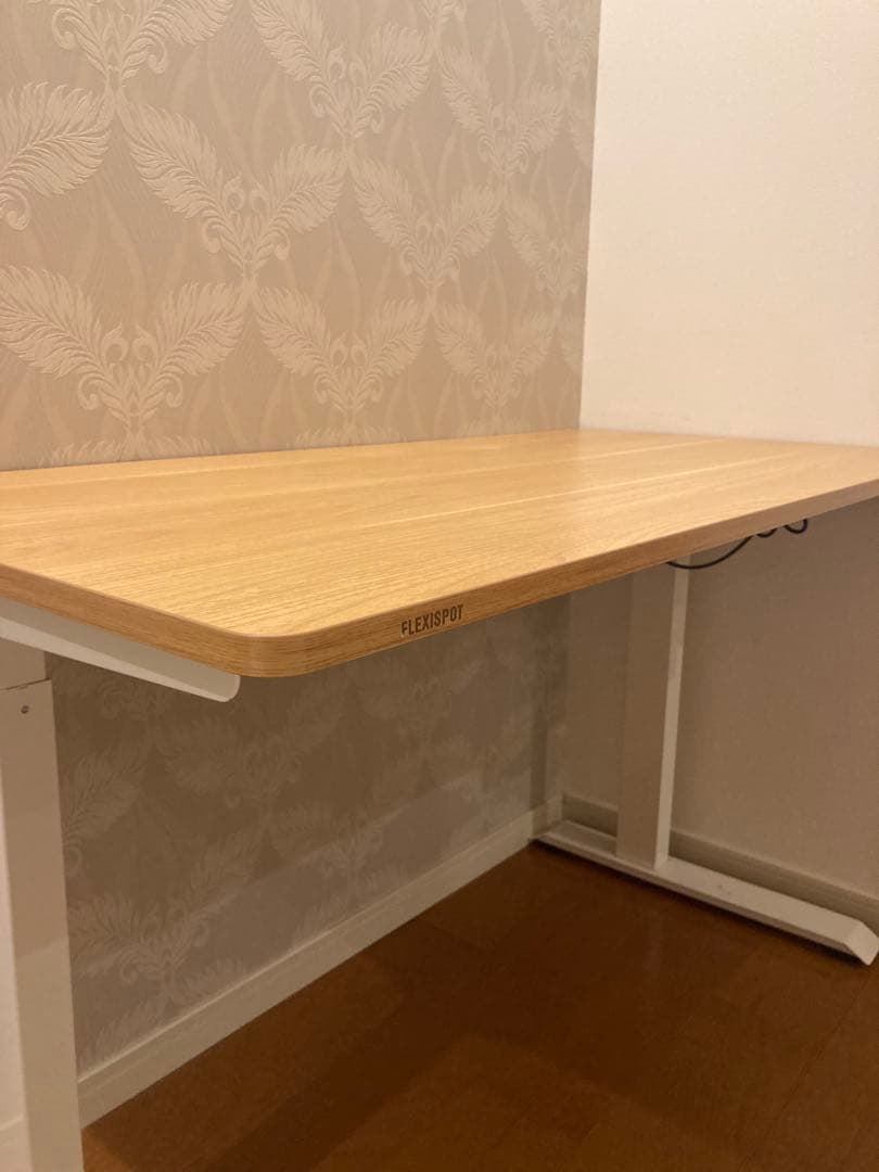 電動昇降式デスク　Flexi Spot E9（脚ホワイト+天板メープル）