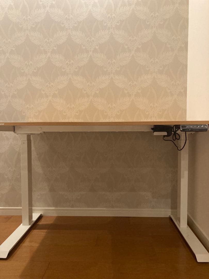 電動昇降式デスク　Flexi Spot E9（脚ホワイト+天板メープル）