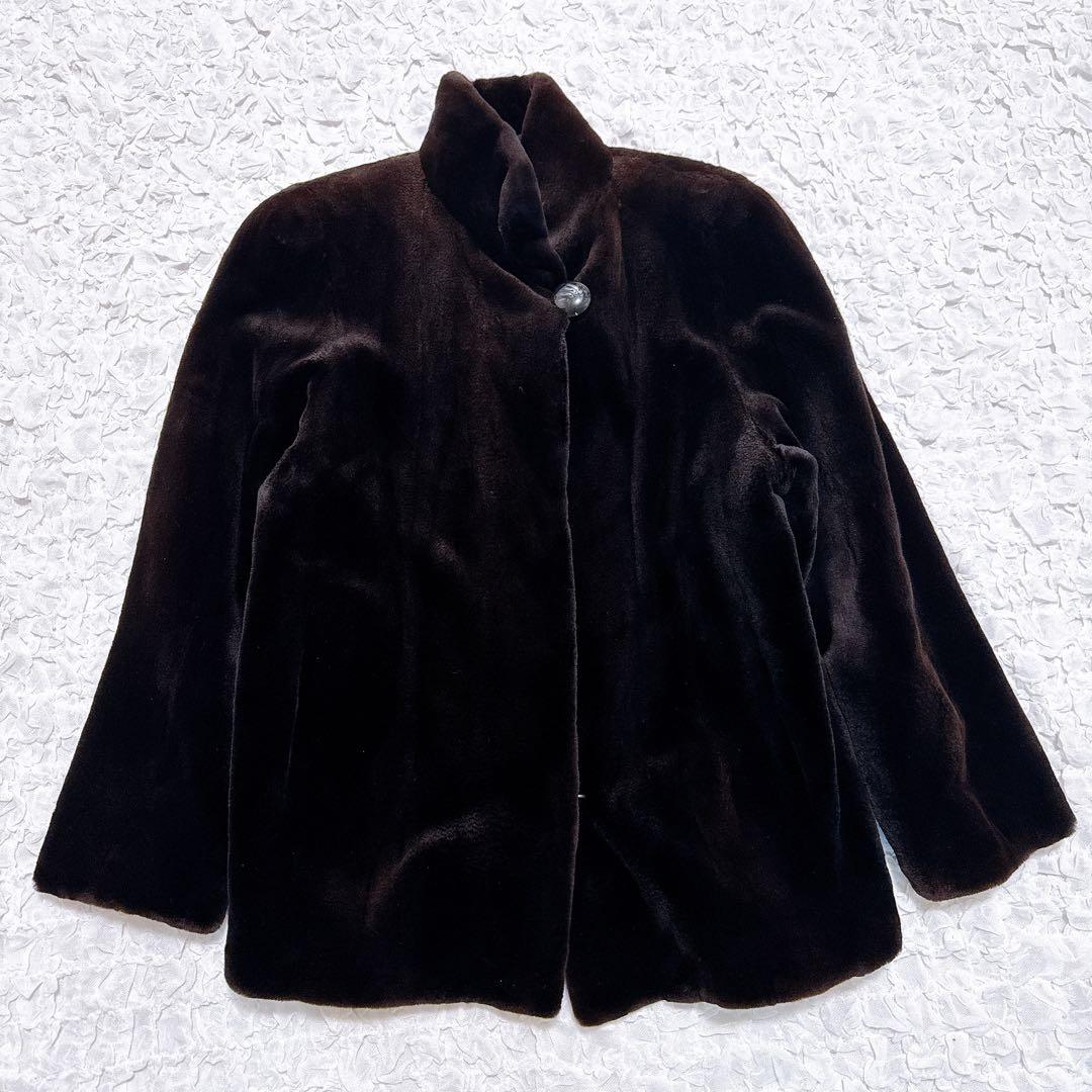 サガミンクロイヤル　ファーコート　ショート丈　銀サガ　シェアードミンク　eff