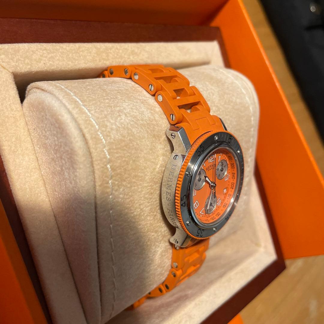 エルメス　クリッパー　ダイバークロノグラフ　ラバーオレンジ　ウオッチ　レディース