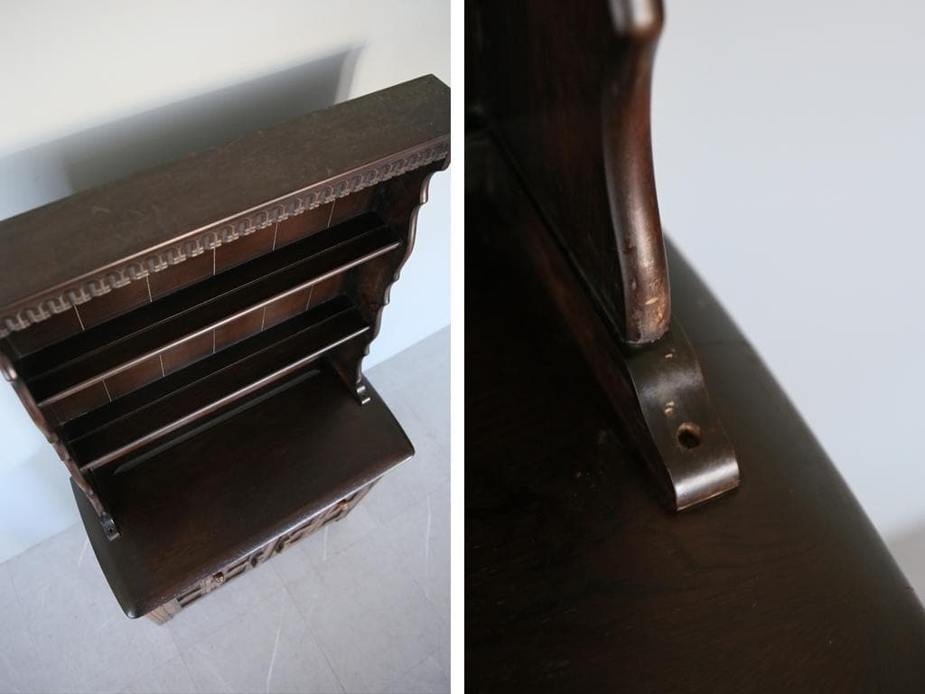 英国アンティーク木製キッチンキャビネット/食器棚/飾り棚サイドボード(91-17