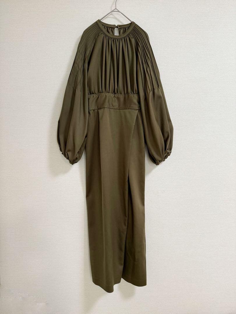 louren pintack sleeve dress M カーキ オケージョン