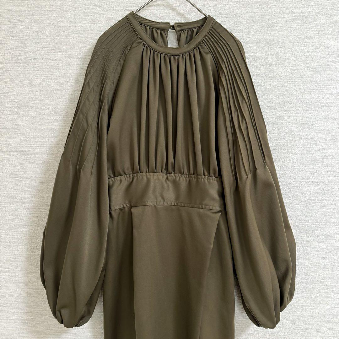 louren pintack sleeve dress M カーキ オケージョン