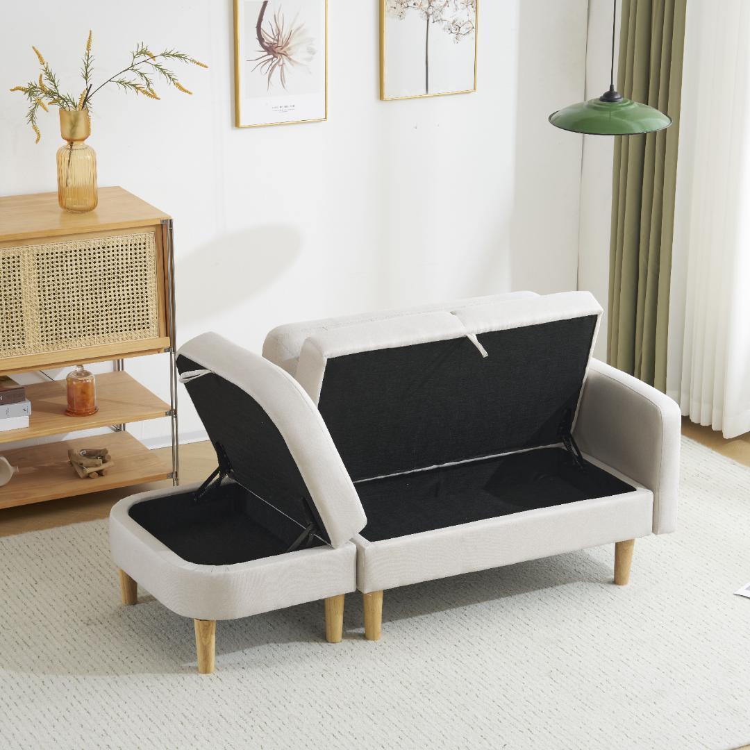 ソファ 2人掛け 3人掛け カウチソファ 収納付き オットマン ローソファ 北欧