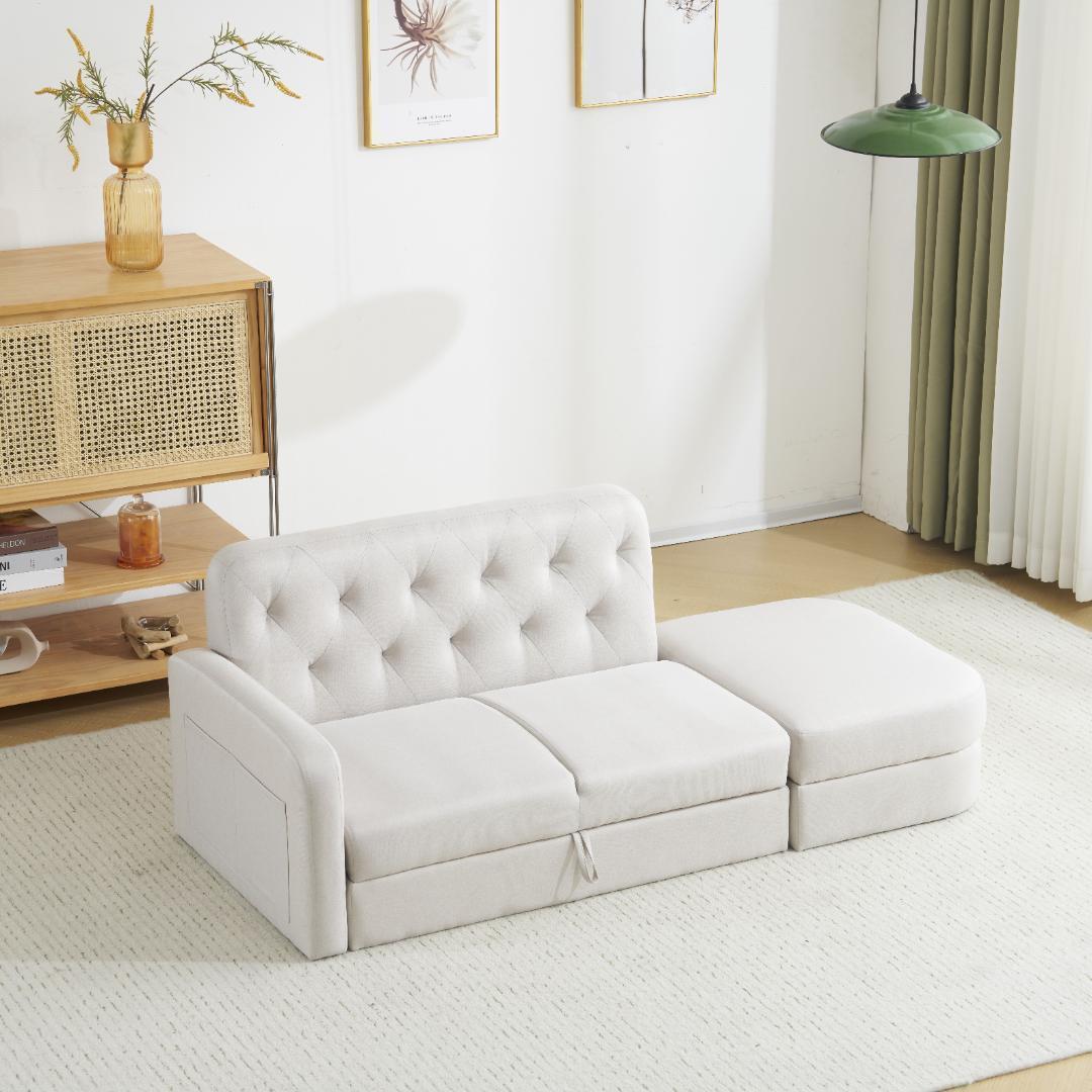 ソファ 2人掛け 3人掛け カウチソファ 収納付き オットマン ローソファ 北欧