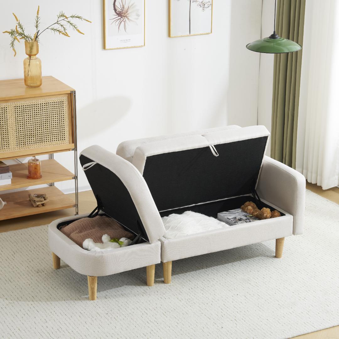 ソファ 2人掛け 3人掛け カウチソファ 収納付き オットマン ローソファ 北欧