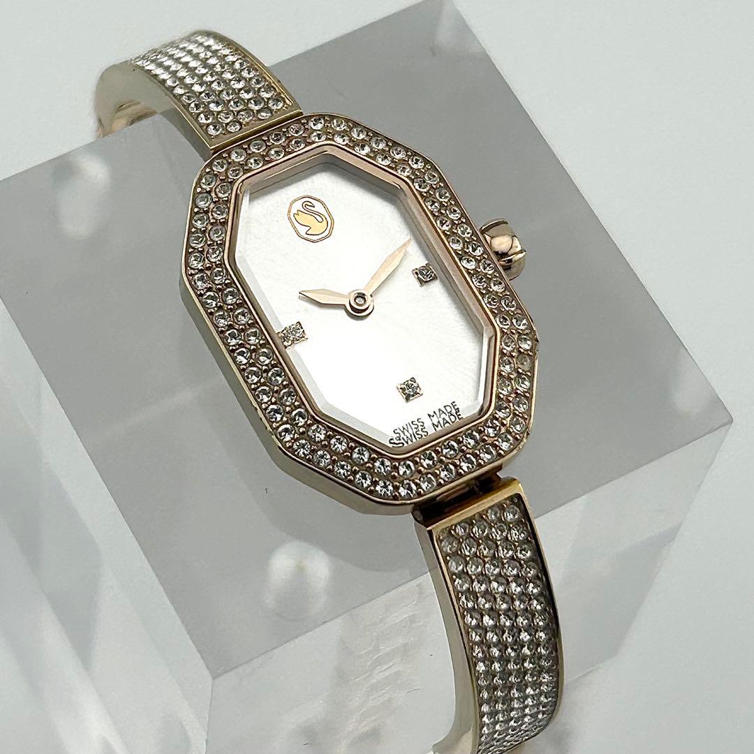 【稼働品】スワロフスキー Dextera Bangle ウォッチ ローズゴールド