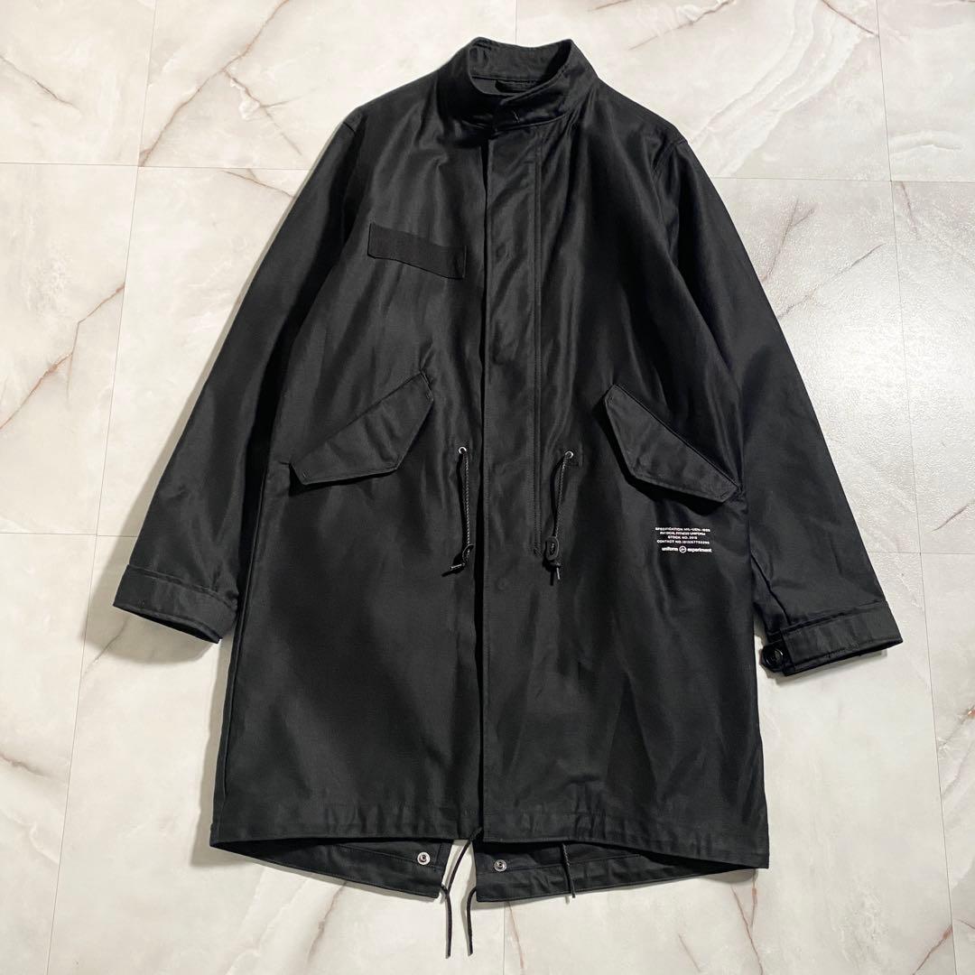 B18174 美品 UE×FRGMT スタンドカラーモッズコート 黒2