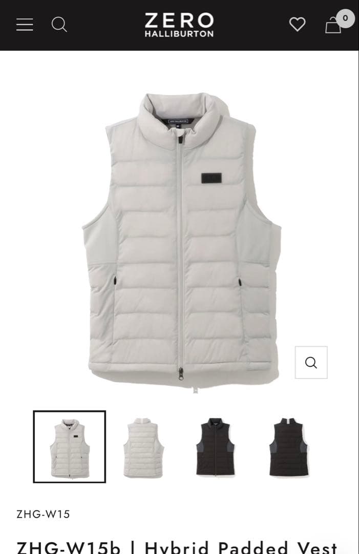 ZERO HALLIBURTON ライトグレー ダウンベスト M