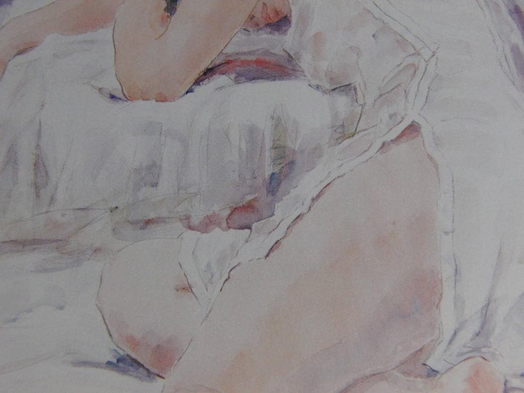 真壁輝男、【まどろみ】、希少な額装用画集より、新品額装付