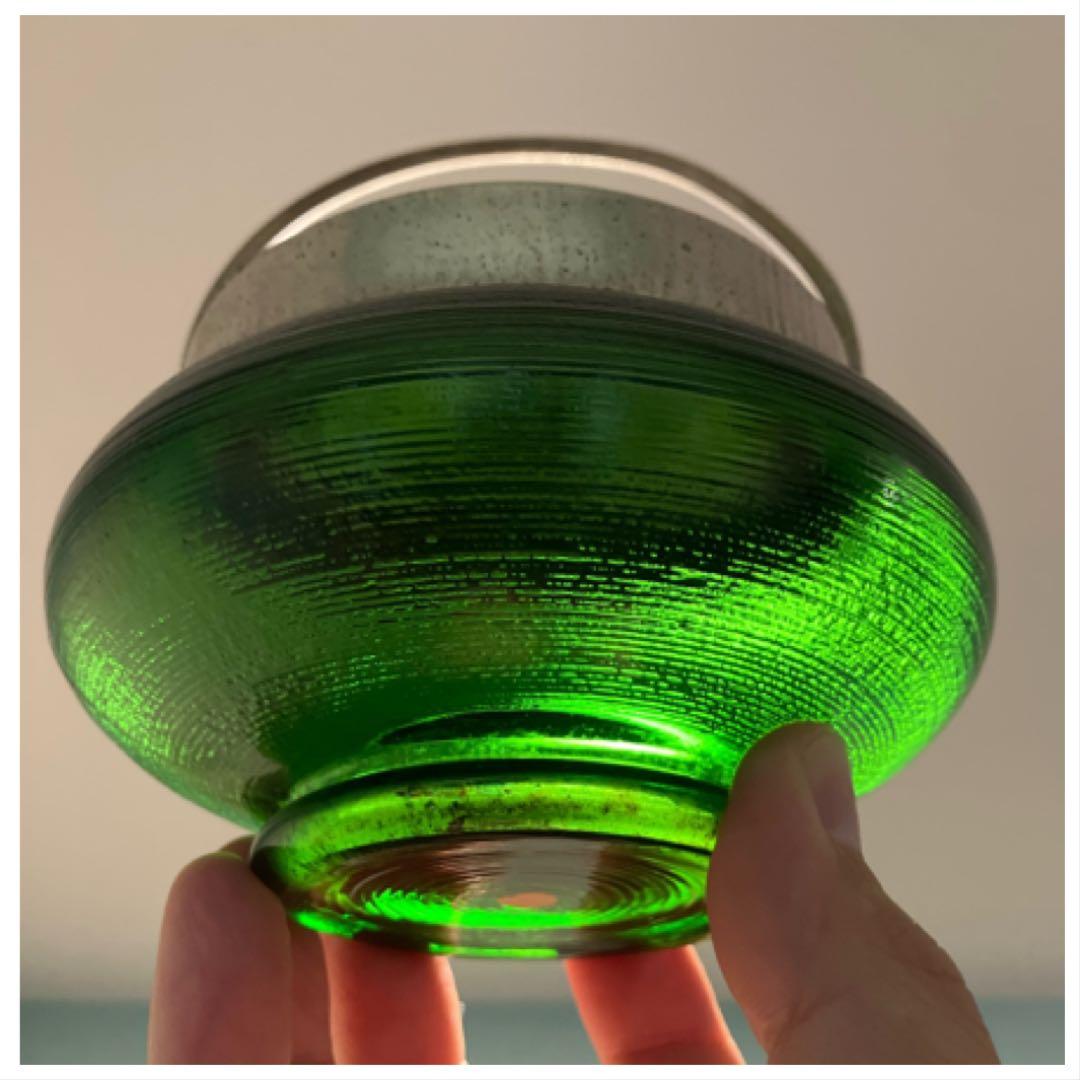 ◆◆専用◆◆濃緑色の大きめガラスシュガーポット◇レトロ◇大正ガラス◇戦前ガラス